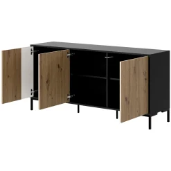Garnero Arredamenti Credenze Moderne|Madie Moderne-Madia 151x74h cm 3 ante soggiorno rovere nero Duble