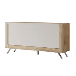 Garnero Arredamenti Madie Moderne|Madie Moderne-Madia 160x81h cm 2 ante soggiorno rovere tortora lucido Jumbo Tortora - Rovere