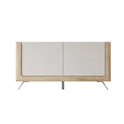 Garnero Arredamenti Madie Moderne|Madie Moderne-Madia 160x81h cm 2 ante soggiorno rovere tortora lucido Jumbo Tortora - Rovere