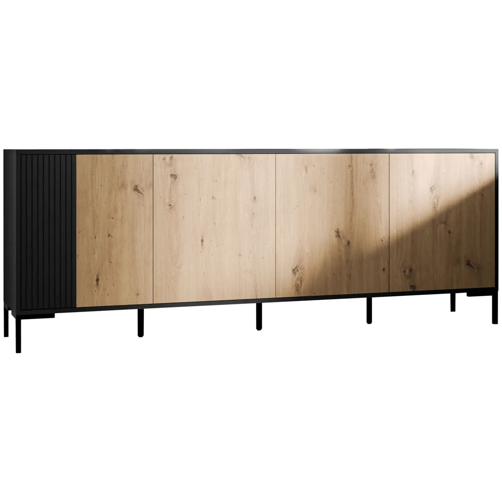 Garnero Arredamenti Credenze Moderne|Madie Moderne-Madia 200x74h cm 4 ante soggiorno rovere nero Duble