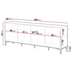 Garnero Arredamenti Credenze Moderne|Madie Moderne-Madia 200x74h cm 4 ante soggiorno rovere nero Duble