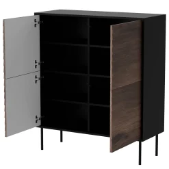 Garnero Arredamenti Credenze Moderne|Madie Moderne-Madia 102x118h cm 4 ante soggiorno noce nero Wild Noce - Nero opaco