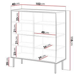 Garnero Arredamenti Credenze Moderne|Madie Moderne-Madia 102x118h cm 4 ante soggiorno noce nero Wild Noce - Nero opaco