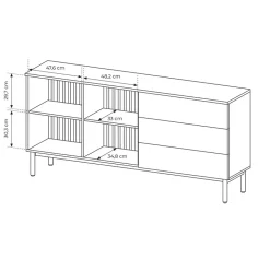 Garnero Arredamenti Madie Moderne|Madie Moderne-Madia 180x85h cm 2 ante vetrate 3 cassetti con led nero opaco rovere Amel