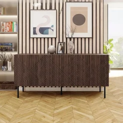 Garnero Arredamenti Credenze Moderne|Madie Moderne-Madia 150x70h cm 3 antenoce scuro con frontali serigrafati Savanna