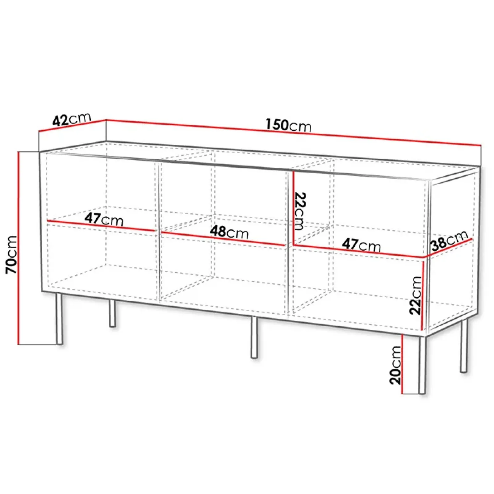 Garnero Arredamenti Credenze Moderne|Madie Moderne-Madia 150x70h cm 3 antenoce scuro con frontali serigrafati Savanna