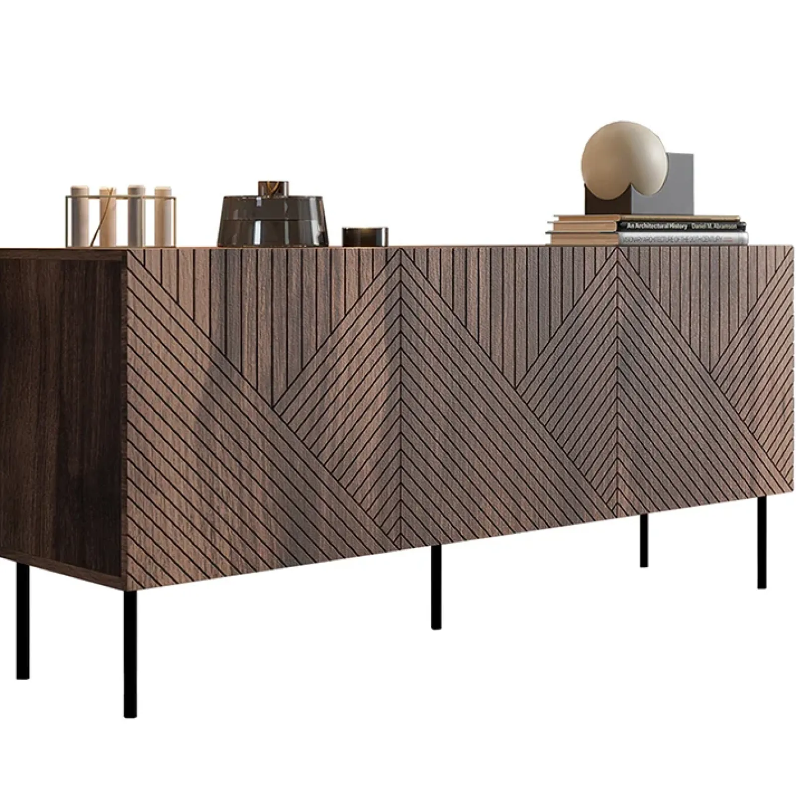 Garnero Arredamenti Credenze Moderne|Madie Moderne-Madia 150x70h cm 3 antenoce scuro con frontali serigrafati Savanna