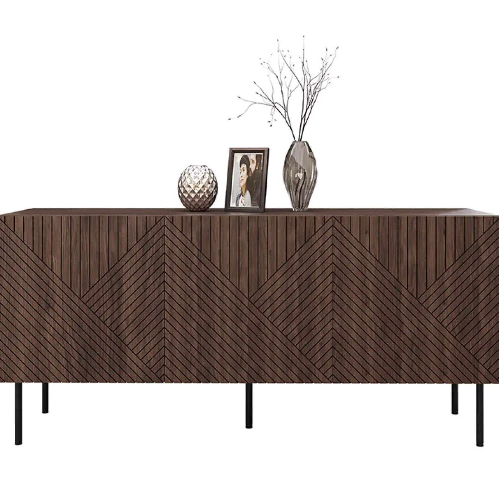 Garnero Arredamenti Credenze Moderne|Madie Moderne-Madia 150x70h cm 3 antenoce scuro con frontali serigrafati Savanna