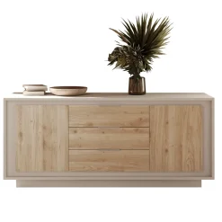 Garnero Arredamenti Credenze Moderne|Madie Moderne-Madia 180x80h cm 3 cassetti 2 ante moderna beige rovere chiaro Deluxe Rovere - Beige