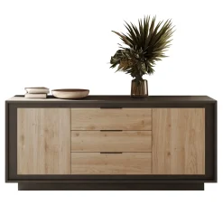 Garnero Arredamenti Credenze Moderne|Madie Moderne-Madia 180x80h cm 3 cassetti 2 ante moderna antracite rovere chiaro Deluxe Antracite - Rovere