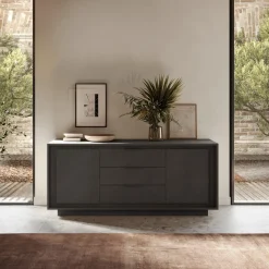 Garnero Arredamenti Credenze Moderne|Madie Moderne-Madia 180x80h cm 3 cassetti 2 ante moderna Deluxe Antracite