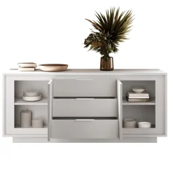 Garnero Arredamenti Credenze Moderne|Madie Moderne-Madia 180x80h cm 3 cassetti 2 ante moderna Deluxe Bianco Opaco