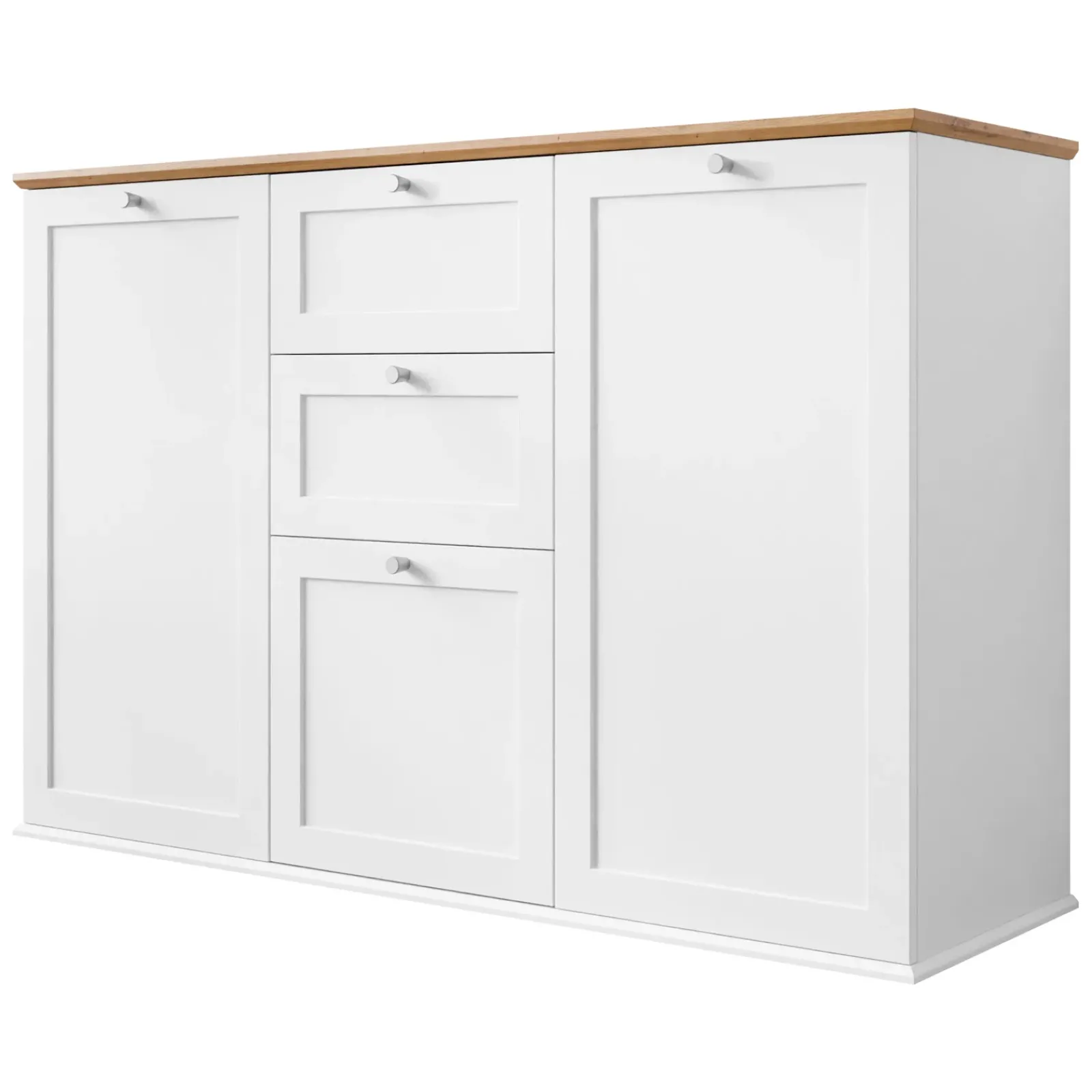 Garnero Arredamenti Credenze Moderne|Madie Moderne-Madia 137x91h cm 2 cassetti 3 ante moderna bianco rovere Relaxio