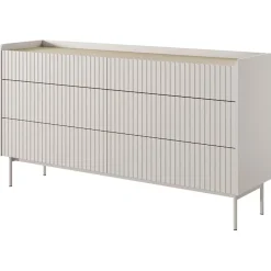 Garnero Arredamenti Madie Moderne|Madie Moderne-Madia 153x82h cm 6 cassetti beige cannettato rovere Fioca