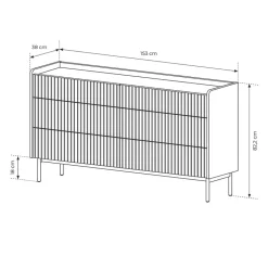 Garnero Arredamenti Madie Moderne|Madie Moderne-Madia 153x82h cm 6 cassetti beige cannettato rovere Fioca