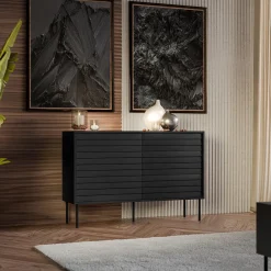 Garnero Arredamenti Credenze Moderne|Madie Moderne-Madia 120x81h cm 3 cassetti moderna nero Wild Nero Opaco