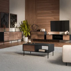 Garnero Arredamenti Credenze Moderne|Madie Moderne-Madia 120x81h cm 3 cassetti moderna noce nero Wild Noce - Nero opaco