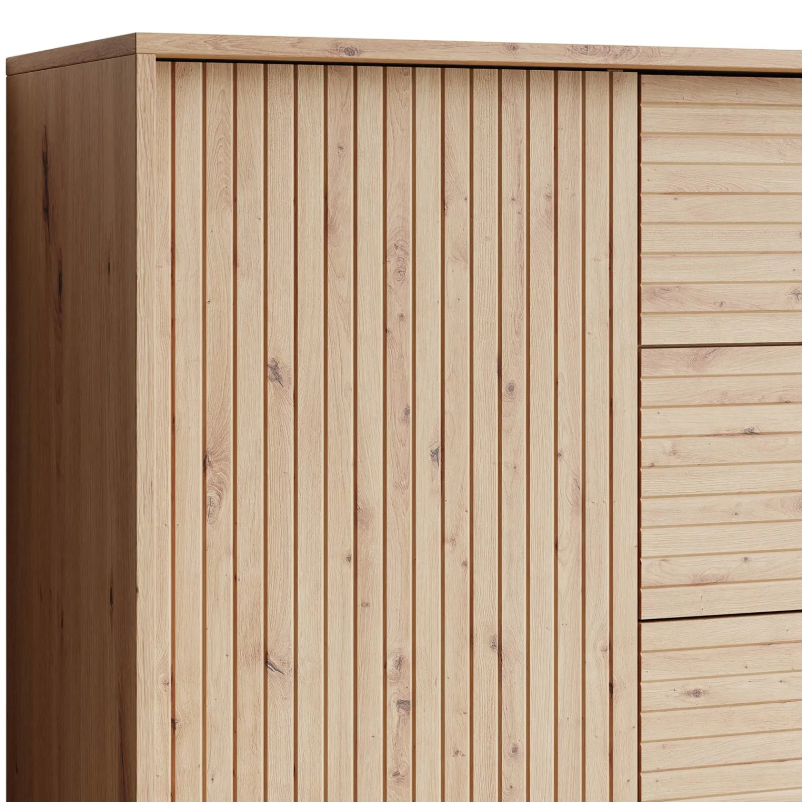 Garnero Arredamenti Credenze Moderne|Madie Moderne-Madia 120x84h cm 3 cassetti rustica design cannettato rovere Branch