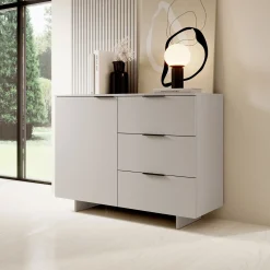 Garnero Arredamenti Credenze Moderne|Madie Moderne-Madia 120x90h cm 3 cassetti soggiorno grigio Stone