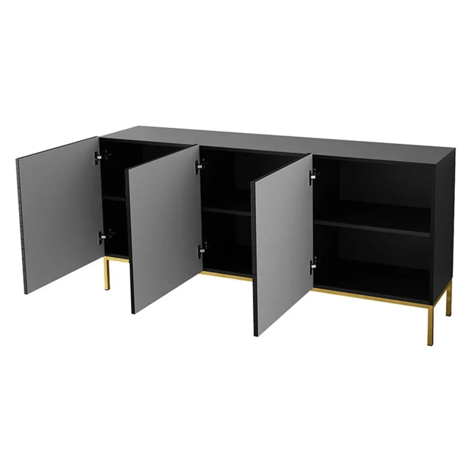 Garnero Arredamenti Madie Moderne|Madie Moderne-Madia 160x76h cm con frontale decorato moderna nero lucido Marisa