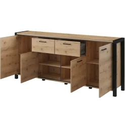 Garnero Arredamenti Madie Moderne|Madie Moderne-Madia 213x91h cm design industrial quercia nero opaco Neive