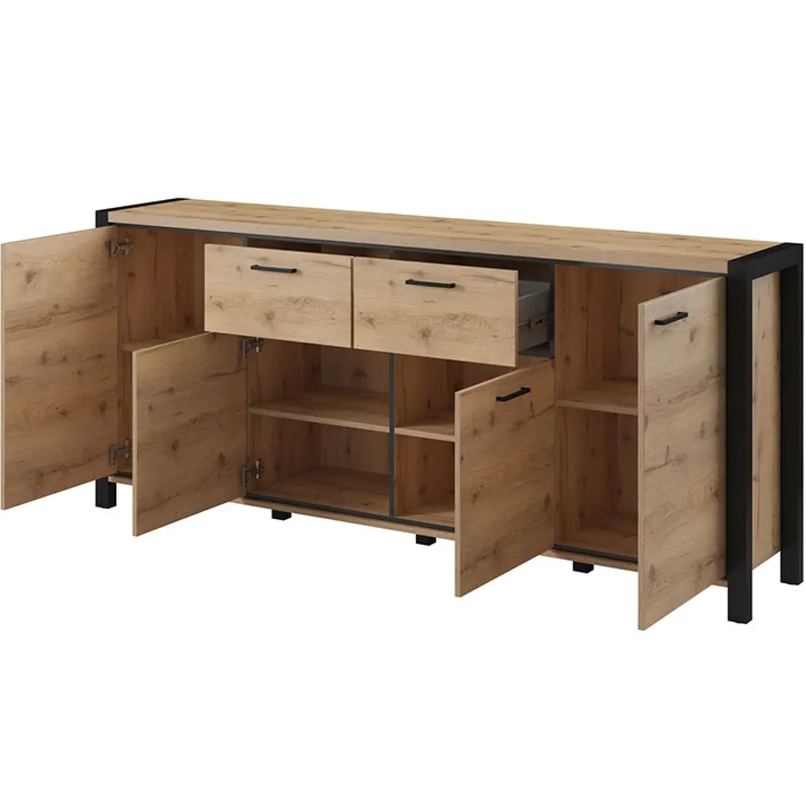 Garnero Arredamenti Madie Moderne|Madie Moderne-Madia 213x91h cm design industrial quercia nero opaco Neive