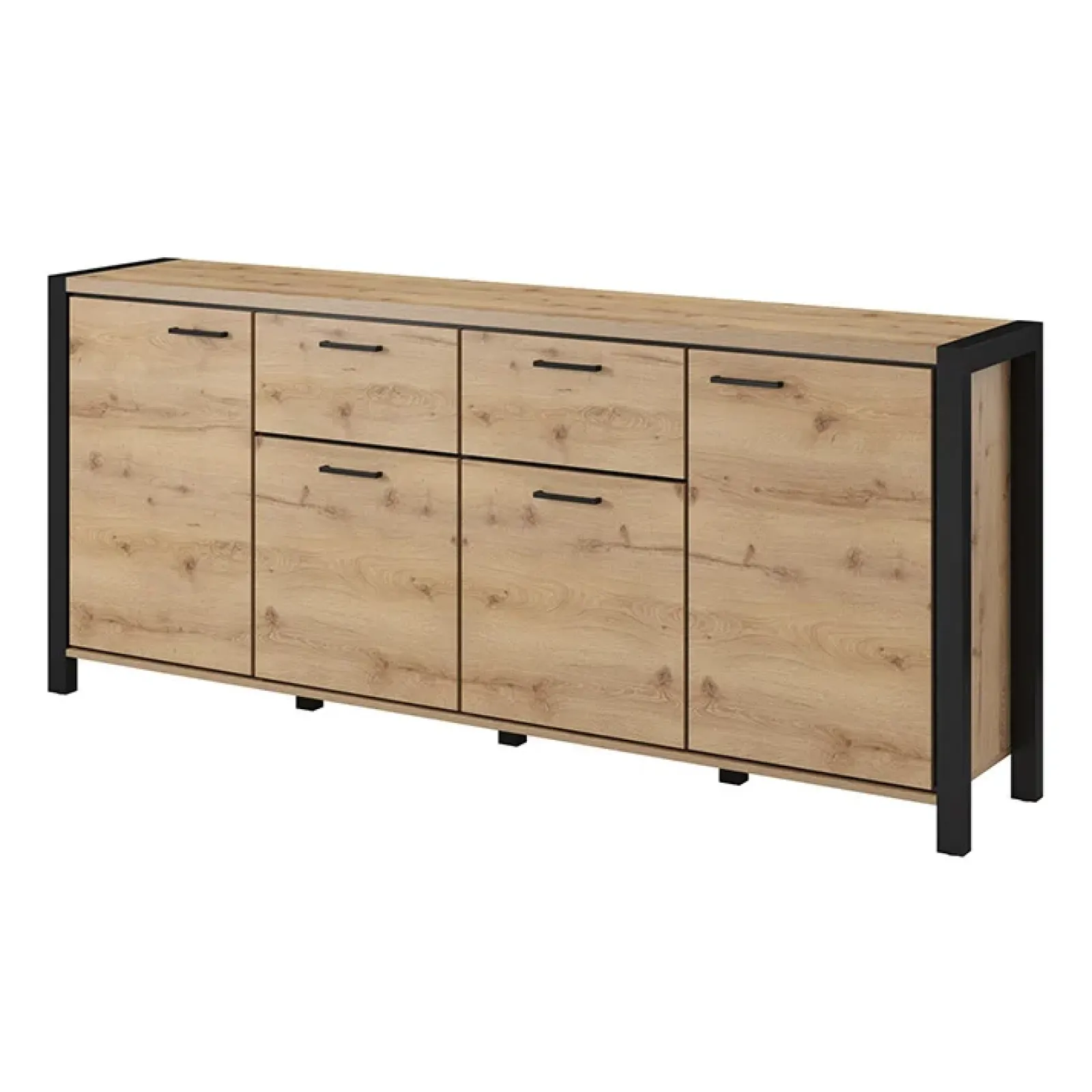 Garnero Arredamenti Madie Moderne|Madie Moderne-Madia 213x91h cm design industrial quercia nero opaco Neive