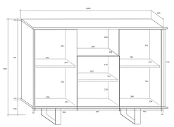 Garnero Arredamenti Credenze Moderne|Madie Moderne-Madia 120x90h cm moderna bianco opaco nero lucido Kelli Gihome® Nero Lucido - Bianco opaco
