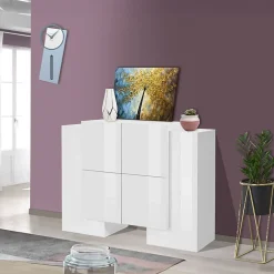 Garnero Arredamenti Madie Moderne|Madie Moderne-Madia 130x85h cm moderna Akoya Bianco Lucido