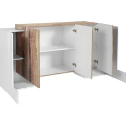 Garnero Arredamenti Madie Moderne|Madie Moderne-Madia 170x85h cm moderna bianco lucido rovere chiaro Akoya Bianco Lucido - Rovere Rustico