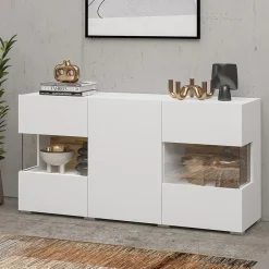 Garnero Arredamenti Credenze Moderne|Madie Moderne-Madia 120x62h cm moderna bianco rovere Fusion Bianco Opaco