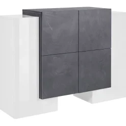 Garnero Arredamenti Madie Moderne|Madie Moderne-Madia 130x85h cm moderna bianco lucido ossido Akoya Bianco Lucido - Ossido