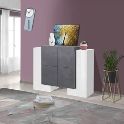 Garnero Arredamenti Madie Moderne|Madie Moderne-Madia 130x85h cm moderna bianco lucido ossido Akoya Bianco Lucido - Ossido