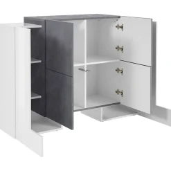 Garnero Arredamenti Madie Moderne|Madie Moderne-Madia 130x85h cm moderna bianco lucido ossido Akoya Bianco Lucido - Ossido