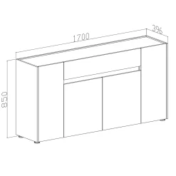 Garnero Arredamenti Credenze Moderne|Madie Moderne-Madia 170x85h cm moderna design grafite rovere Gib Grafite - Rovere Rustico