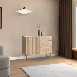 Garnero Arredamenti Credenze Moderne|Madie Moderne-Madia 106x84h cm moderna design cannettato rovere Colby