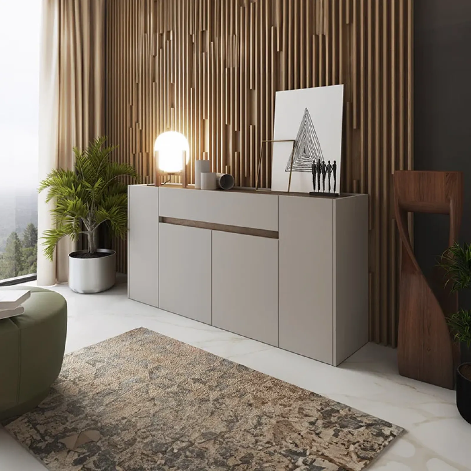 Garnero Arredamenti Credenze Moderne|Madie Moderne-Madia 170x85h cm moderna design beige noce Gib Tortora - Noce