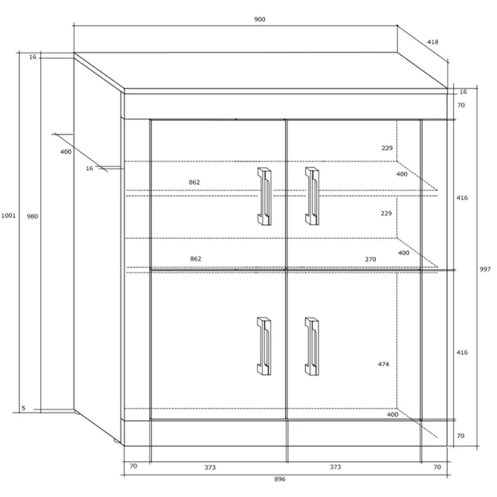 Garnero Arredamenti Credenze Moderne|Madie Moderne-Madia 90x100h cm moderna noce nero lucido Ester Gihome® Nero Lucido - Rovere Rustico