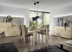 Garnero Arredamenti Credenze Moderne|Madie Moderne-Madia 181x84h cm moderna samoa specchio con serigrafia 3 ante Olimpo Rovere