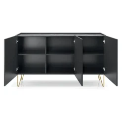 Garnero Arredamenti Madie Moderne|Madie Moderne-Madia 144x83h cm moderna sogggiorno nero effetto marmo Sirena