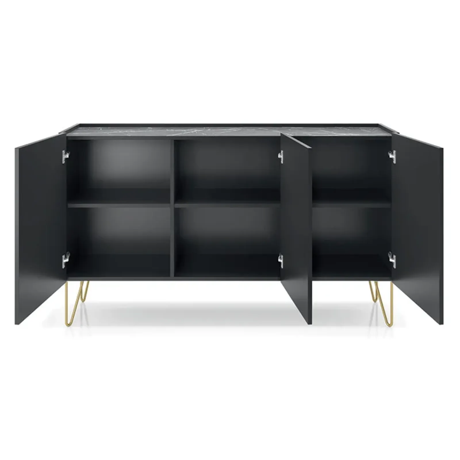 Garnero Arredamenti Madie Moderne|Madie Moderne-Madia 144x83h cm moderna sogggiorno nero effetto marmo Sirena