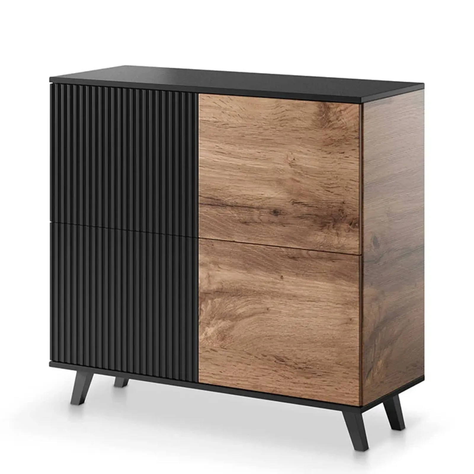 Garnero Arredamenti Madie Moderne|Madie Moderne-Madia 100x95h cm moderna soggiorno design industrial rovere nero Nandina