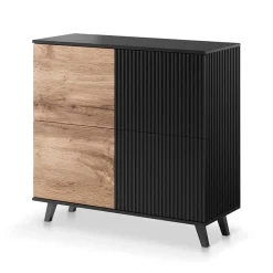 Garnero Arredamenti Madie Moderne|Madie Moderne-Madia 100x95h cm moderna soggiorno design industrial rovere nero Nandina