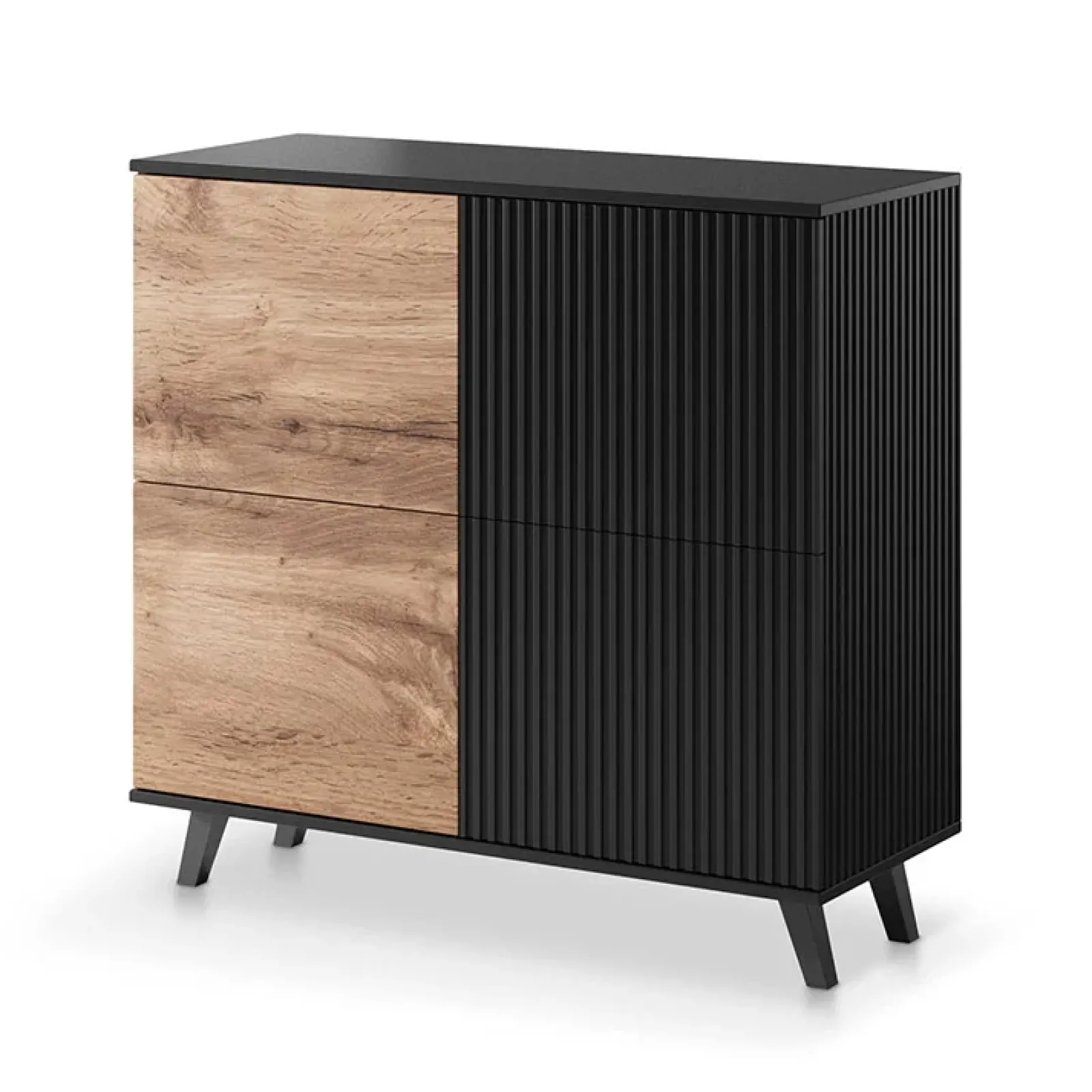 Garnero Arredamenti Madie Moderne|Madie Moderne-Madia 100x95h cm moderna soggiorno design industrial rovere nero Nandina