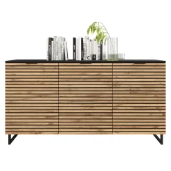 Garnero Arredamenti Credenze Moderne|Madie Moderne-Madia 150x76h cm rustica design cannettato rovere nero List