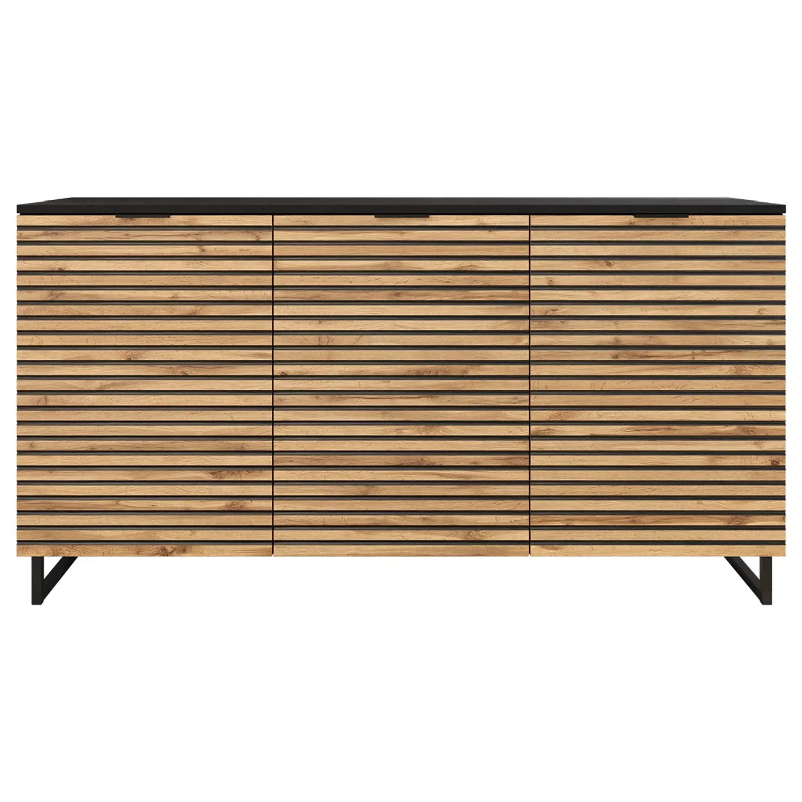 Garnero Arredamenti Credenze Moderne|Madie Moderne-Madia 150x76h cm rustica design cannettato rovere nero List