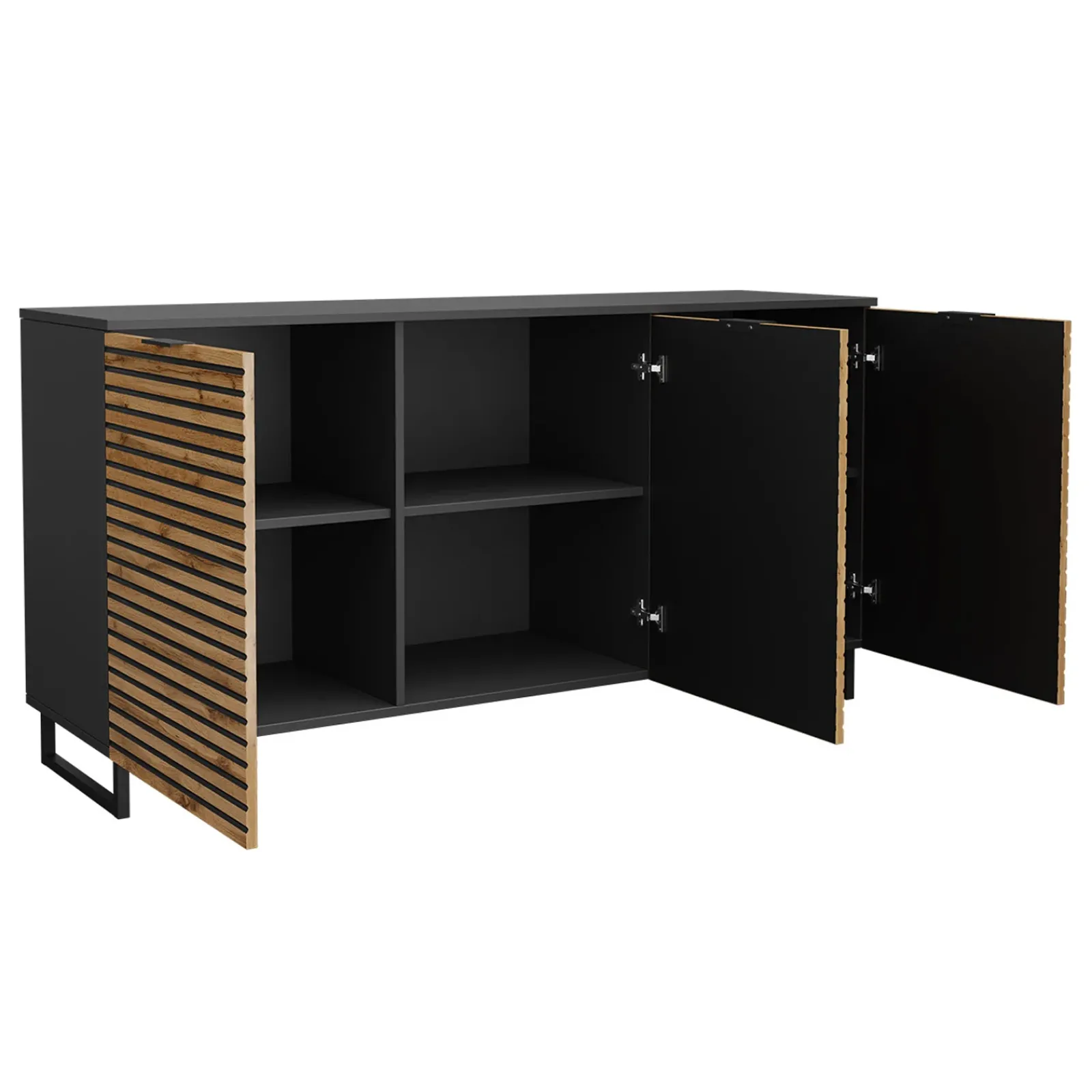 Garnero Arredamenti Credenze Moderne|Madie Moderne-Madia 150x76h cm rustica design cannettato rovere nero List