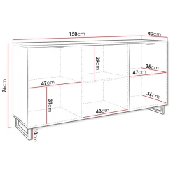 Garnero Arredamenti Credenze Moderne|Madie Moderne-Madia 150x76h cm rustica design cannettato rovere nero List