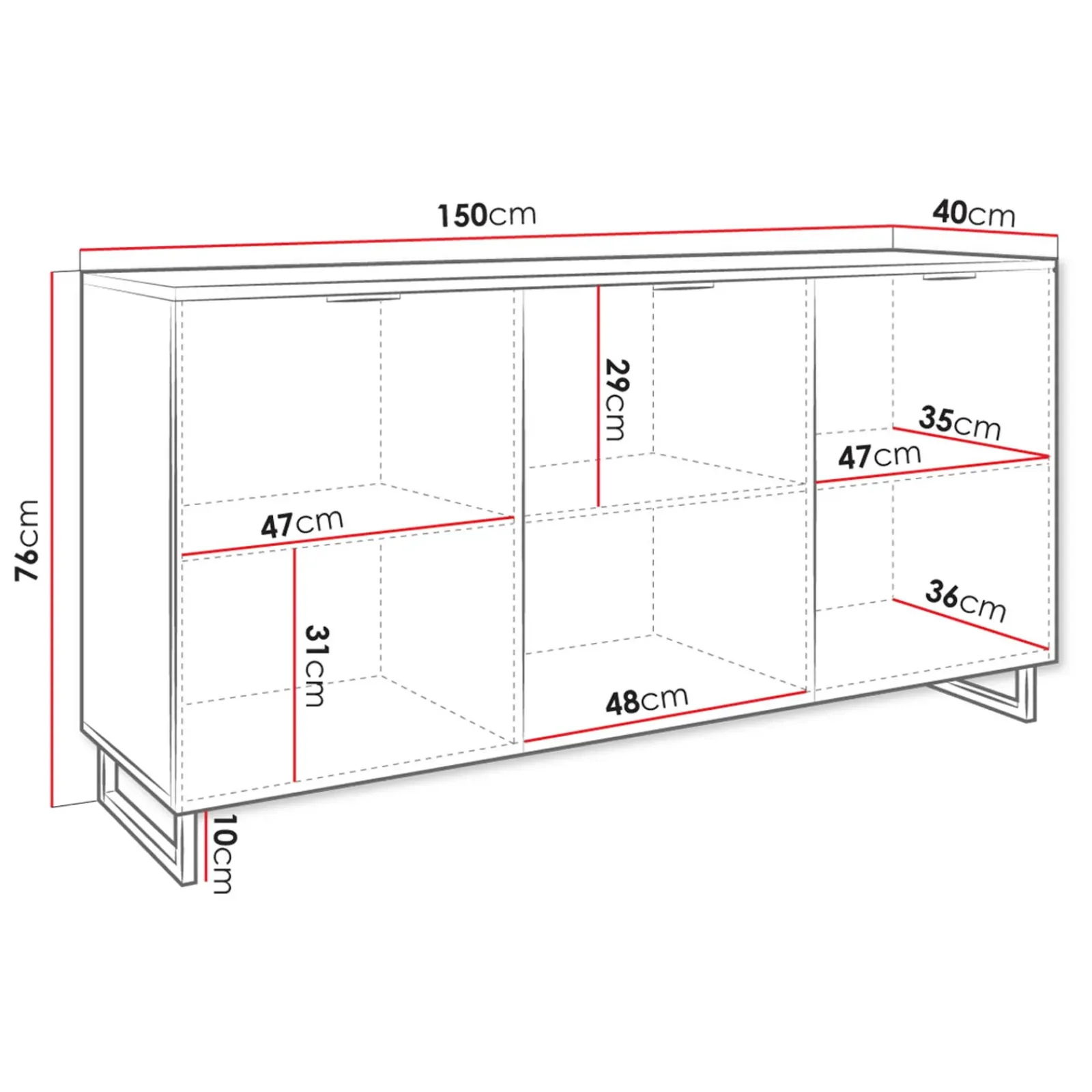 Garnero Arredamenti Credenze Moderne|Madie Moderne-Madia 150x76h cm rustica design cannettato rovere nero List