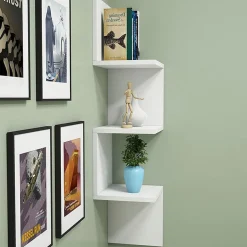 Garnero Arredamenti Mensole E Pensili|Mensole E Pensili-Mensola angolare libreria 25x106h cm da parete salvaspazio bianco opaco Graniti